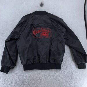 Vintage Coachmen Car Club Satin Bomber Jacket Mens Large Lined Embroidered Janet